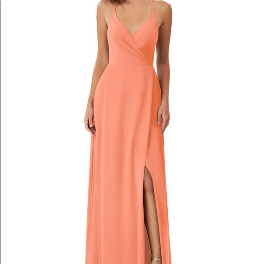 Azazie Davis Bridesmaid Dress, Coral, Size 2